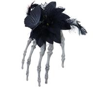 Llamativo Casco De Palmas Calavera Con Rosas Encaje Pinza Para Cabello Halloween Accesorio Fiestas Disfraces Pinza Festiva Única