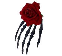 Llamativo Casco De Palmas Calavera Con Rosas Encaje Pinza Para Cabello Halloween Accesorio Fiestas Disfraces Pinza Festiva Única