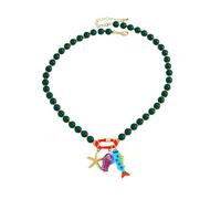 Llamativo collar de cuentas inspirado en la playa Cadena de clavícula con dije de aspecto acrílico, acento corto para vestimenta informal durante día en un resort Collar costero Joyería inspirada