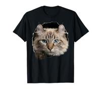 Llamativo Gato Lince de Las Tierras Altas Mirando a través Camiseta