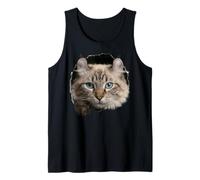 Llamativo Gato Lince de Las Tierras Altas Mirando a través Camiseta sin Mangas