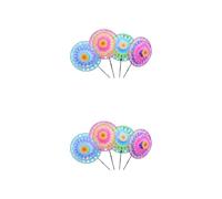 Llamativo molinillo de viento colorido de doble capa con estacas para camping, picnics, decoración de jardín, decoración de fiesta infantil, escultura al aire libre
