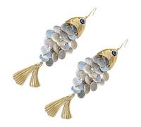 Llamativos pendientes largos con borlas de pez, ganchos colgantes de moda, accesorios de pescado, accesorios para ella, no conformistas, elegantes ganchos largos, One Size, como se describe, como se