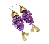 Llamativos pendientes largos con borlas de pez, ganchos colgantes de moda, accesorios de pescado, accesorios para ella, no conformistas, elegantes ganchos largos, One Size, como se describe, como se