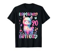 Llamazing 20 de cumpleaños lindo Llama Family Farty Alpaca Camiseta