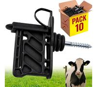 Llampec Aisladores para Pastor Eléctrico N°20N - Pack 10 Unidades - Aislador Roscado para Poste de Madera - Compatible con Hilo o Cuerda Eléctrica - Polipropileno Resistente a UV - Alta Durabilidad