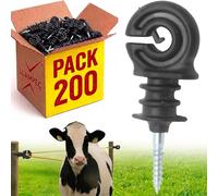 Llampec Aisladores para Pastor Eléctrico N°4 - Pack 200 Unidades - Aislador Roscado para Poste de Madera y Hilo Electrico - Polipropileno Reforzado Resistente a UV - Fácil Instalación