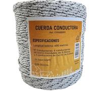 Llampec Cuerda Pastor Eléctrico, 400m x 4mm, 6+3 Conductores Acero Inoxidable y Cobre, Alta Conductividad, Resistente UV, para Cercas de Caballos, Vacas y Perros, Bobina Profesional