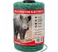 Llampec Hilo Pastor Eléctrico 200 m x 3 mm Verde - Cinta 6 Conductores Acero Inoxidable - Alta Conductividad y Resistencia UV - Cable Valla Eléctrica para Caballos, Vacas y Perros - Bobina Pastor