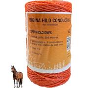 Llampec Hilo Pastor Eléctrico 200m x 2mm Naranja - Cinta 3 Conductores Acero Inoxidable - Cable Valla Eléctrica Alta Resistencia y Conductividad - Bobina Pastor Eléctrico para Cercas Grandes y Ganado