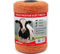 Llampec Hilo Pastor Eléctrico 400m x 2mm Naranja - Cinta 3 Conductores Acero Inoxidable - Alta Conductividad y Resistencia UV - Cable Valla Eléctrica para Caballos, Vacas y Perros - Bobina Pastor