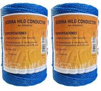 Llampec Hilo Pastor Eléctrico Azul 200 m x 3 mm - Cinta 6 Conductores Acero Inoxidable - Alta Conductividad y Resistencia UV - Cable Valla Eléctrica para Caballos, Vacas y Perros - Bobina Pastor