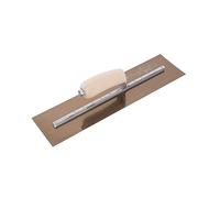 Llana alisadora Marshalltown con mango curvo de madera, de acero dorado, muy adecuada para suelos y hormigón, dimensiones: 406x102 mm