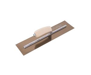 Llana alisadora Marshalltown con mango curvo de madera, de acero dorado, muy adecuada para suelos y hormigón, dimensiones: 406x102 mm