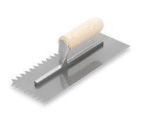 Llana dentada de Marshalltown, muesca: V -13x12 mm con mango de madera, de acero, para balancines, tamaño: 279x114 mm