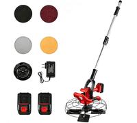 Llana Eléctrica 1680W, Fratasadora de Hormigón Inalámbrica con 2 Baterías y Mango Telescópico, Herramienta de Acabado de Suelo de Cemento con 6 Velocidades para Pavimento y Regla