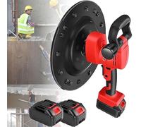 Llana Eléctrica para Hormigón 1680W | Alisadora de Paredes Inalámbrica | Kit de alisadora de superficies de cemento portátil | 6 Velocidades Ajustables | para Mortero de Cemento (Red, 2 Battery)