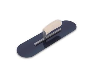 Llana para piscinas de Marshalltown con mango de madera, acero azul, llana para suelo y hormigón, dimensiones de la llana: 406x114 mm