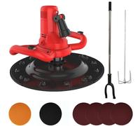 Llanera EléCtrica Para Concreto Con Varilla Mezcladora Y Mango Extensible, Mezcladora De Concreto Y Llana EléCtrica Para Mortero Y Cemento De 80-600 Rpm, MáQuina Para Alisar Y Pulir Paredes(Red)