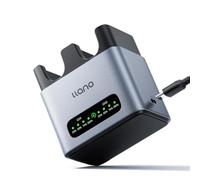 llano 20W LP-E6P LP-E6NH Cargador de batería rápido de Doble Ranura para Canon baterías de cámara EOS R5/R6/R7 Mark II, 5D/6D/7D Mark II/III/IV,60D/70D/80D/90D,USB-C,Pantalla LED,Carcasa Aluminio CNC