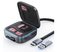 llano Adaptador Lector de Tarjetas SD y Micro SD, TF 3.0 con Estuche para 6 Tarjetas, Plug&Play, F18 Lector de Tarjetas Inteligente 2-en-1 USB C 3.0 para Mac, Windows, Android, Linux - Negro