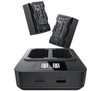 llano Batería NP-FZ100 y cargador rápido de 20 W: paquete de 2 baterías reales de 2400 mAh para cámaras Sony A7III A7IV A6700 FX3 FX30 A9 A7C A7CII A7RV A7RIII A6600 ZV-E1 ZV-E10II A1 FX2