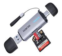 llano Lector de Tarjetas SD para UHS-I, 2 en 1 SD Card Reader(5 Gbit/s) | para fotógrafos - Plug&Play, doble ranura USB-C, portátil, para MicroSD/SDHC/SDXC y iPhone 17/16/15, MacBook/iPad/Android/PC