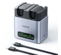 llano Pack de 2 Baterías LP-E6NH 2400 mAh & Cargador Rápido 20W, 2 Ranura para Cámaras Canon EOS R5 R6 R7 Mark II 5D 6D 7D Mark II/III/IV 60D 70D 80D 90D, USB-C, Pantalla LED, Aluminio CNC Resistente