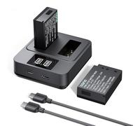 llano Paquete de 2 Baterías LP-E17 y Juego de Cargador Rápido de 20W - para Canon EOS R50 R8 R10 R100 RP T6i T7i T8i T6S SL2 SL3 M3 M5 M6 77D 200D 250D 750D 760D 800D 8000D - Carga Rápida USB-C