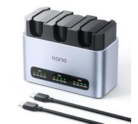 llano Set de 3 Baterías LP-E6NH 2400 mAh y Cargador Rápido 30 W, Triple Ranura para Canon EOS R5/R6/R7 Mark II, 5D/6D/7D Mark II/III/IV, 60D/70D/80D/90D, USB-C, Pantalla LED, Aluminio CNC Resistente