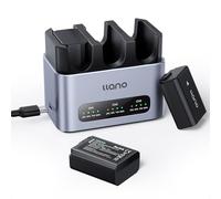llano Set de 3 Baterías NP-FW50 & Cargador Rápido 30 W, Triple Ranura para Sony A6000 A6400 ZV-E10 A7II A6100 A6500 A6300 A7 A7R A7RII A7S A5000 A5100, USB-C, Pantalla LED, Aluminio CNC Resistente