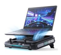 llano V11 Pro Base de refrigeración para portátil, para portátiles de 14 a 17,3 Pulgadas, Velocidad Ajustable, Ventilador Turbo de 4,7 Pulgadas, a Prueba de Polvo, 3* USB Puertos, Negro