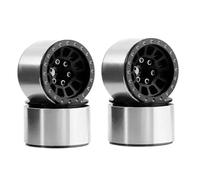 Llanta de Cubo de Rueda con Abalorios de Metal de 1,0 Pulgadas, 4 Uds., Compatible con Piezas de Coche RC 1, 18, 1, 24, a Escala SCX24 AX24, Piezas de Mejora(Black)