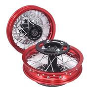 Llanta de Rueda Compatible con CRF50 XR50 70 10 pulgadas delantera 1,60-10 pulgadas trasera de aluminio con rueda dentada y llantas de disco de freno Rueda(Red 12mm Axle Hole)