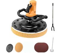 Llanta EléCtrica Para Alisar Paredes Con PéRtiga Extensible Y Varilla Mezcladora, Mezcladora De Cemento De 80-600 Rpm, Llana EléCtrica Para Mortero Y Yeso, Pulidora De Paredes(Yellow)