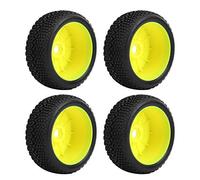 Llantas de Coche RC, 4 Piezas, Antideslizantes, Banda de Rodadura de Goma, Marco Amarillo, RC 1/8, For Modelos RC, Coleccionistas, Enfermería de Coches RC