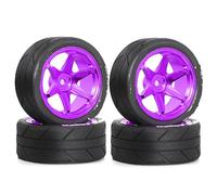 Llantas de Metal for Ruedas y neumáticos RC for Tamiya TT01 TT02 XV01 TA06 A959 PTG2 HPI KYOSHO PTG2 1:10 Street Touring Drift Car(4pcs Purple)