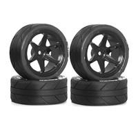 Llantas de Metal for Ruedas y neumáticos RC for Tamiya TT01 TT02 XV01 TA06 A959 PTG2 HPI KYOSHO PTG2 1:10 Street Touring Drift Car(4pcs Black)