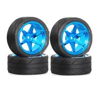 Llantas de Metal for Ruedas y neumáticos RC for Tamiya TT01 TT02 XV01 TA06 A959 PTG2 HPI KYOSHO PTG2 1:10 Street Touring Drift Car(4pcs Blue)