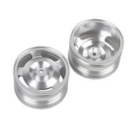 Llantas Delanteras y traseras de aleación de Aluminio con Forma de Estrella for Tamiya TD2, TL01B, TT02B, DF02, DF03, DT02, DT03, 2DW, 4WD, for Buggy RC 1/10.(Rear Silver)