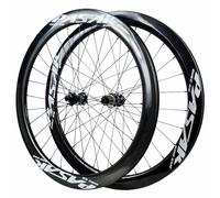 Llantas Sin Cámara 50mm Juego De Ruedas De Bici De Carretera De Carbono 700C*23-45C Eje Pasante F15/12 * 100mm R12*142mm, Casete De 7-12 Velocidades, Trinquete 54T(Black,F12 R12-Tubeless)