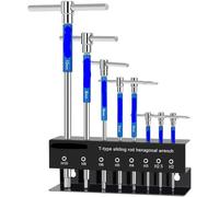 Llave ajustable de acero inoxidable, llaves ajustables con mordaza, juego de llaves Allen con mango en T, llave Allen con estante de almacenamiento, antideslizante ligero 2 mm-10 mm con funda