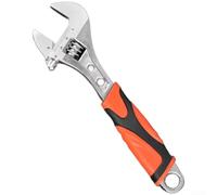 Llave ajustable de cromo vanadio diseñada para un ajuste versátil de tuerca y perno con suave acción de engranaje sin fin y cómodo agarre recubierto de goma de 25 cm de longitud (8 pulgadas, rojo)