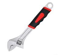 Llave ajustable recubierta de goma con chapado en cromo diseñada para apretar tuercas y codos de junta en trabajos de fontanería (8 pulgadas)