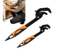 Llave Autoajustable para Tubos | 2 Piezas herramienta manual multifuncional de acero al carbono - Llave Multifunción Universal | Para Reparación de Coche, Inodoro, Lavabo, Grifo y Mantenimiento del Ho