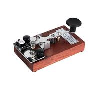 Llave de acero inoxidable K-8 de entrenamiento CW con luz de sonido de transmisión manual, llave de código morse con base de palisandro