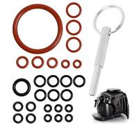 Llave de cabeza ovalada con llavero, pack de 21 juntas tóricas, compatible con máquinas de café Jura/Krups Siziliana/AEG, herramientas de reparación compatibles para máquinas de café automáticas
