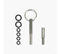 Llave de cabeza ovalada de acero inoxidable con 6 anillos de goma compatible con máquinas de café Krups y AEG, herramienta de reparación magnética con práctico llavero (A y A)
