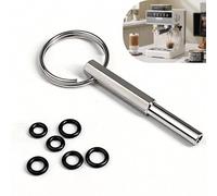 Llave de Cabeza Ovalada en Acero Inoxidable - Herramienta de Reparación para Máquinas de Café con 6 Anillas de Goma y Llavero, Compatible con Nespresso, Jura, Krups y AEG