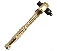 Llave de carraca 3 en 1 con 72 dientes, conmutable, doble cabeza para accionamiento de 1/4, 3/8 y 1/2 pulgadas, de acero vanadio con revestimiento dorado, herramienta compacta para reparación de